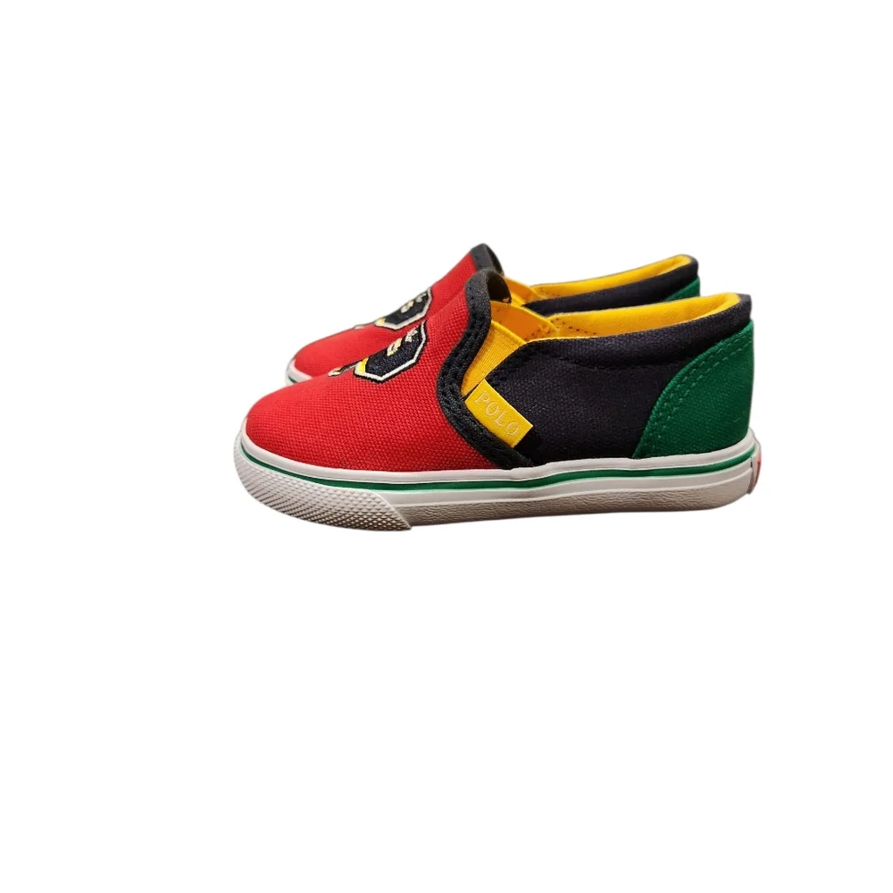 Polo Ralph Lauren Kids’‎ Landyn P-Wing Logo Patch Canvas Slip On Athletic Shoes